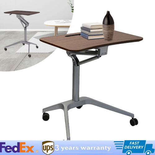 Height Adjustable Mobile Laptop Desk Rolling Table Cart Computer Stand Holder US