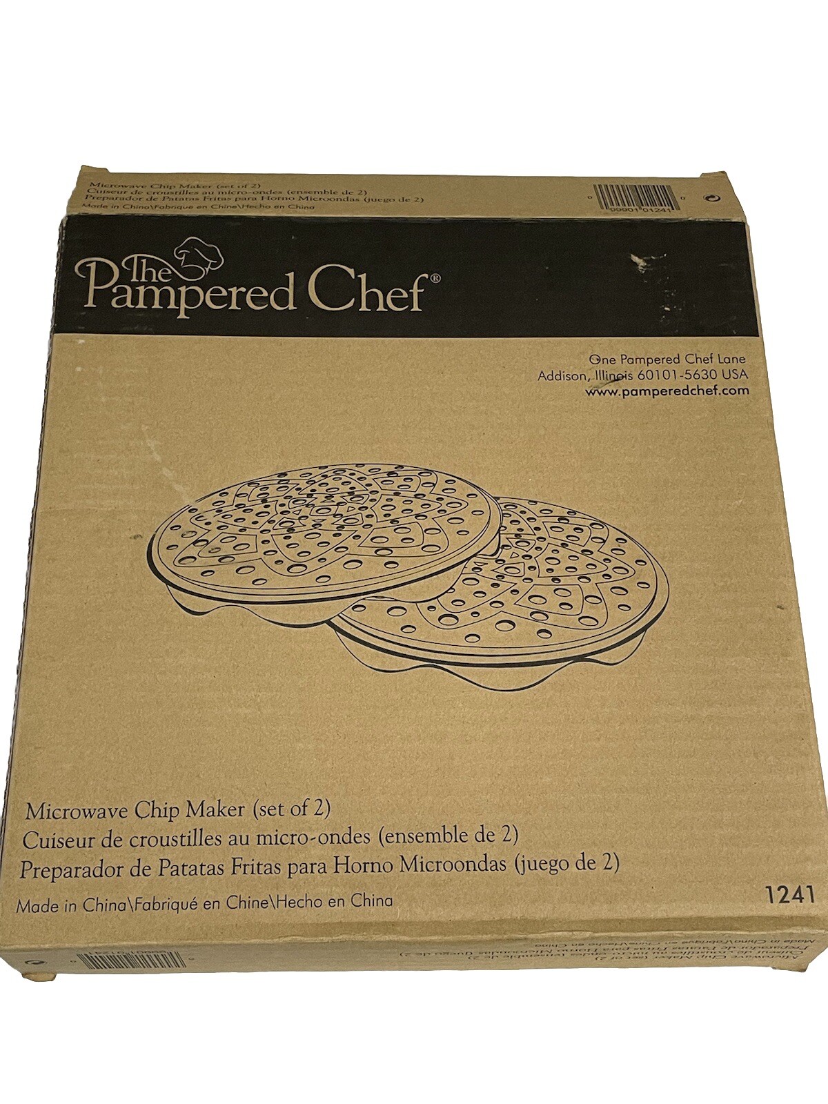 Pampered Chef Microwave Chip Maker Set #1241 Black Silicone Set of 2 in the Box