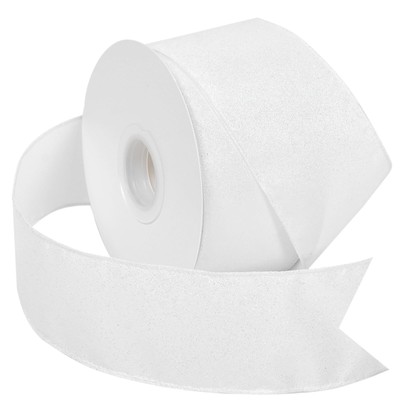 Glitter Wired Ribbon White 2-1/2 inch x 20 Yards for Christmas Gift Wrapping ...