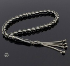 925 Sterling Silver Black Enameled Turkish Islamic Prayer Beads Rosary Misbaha