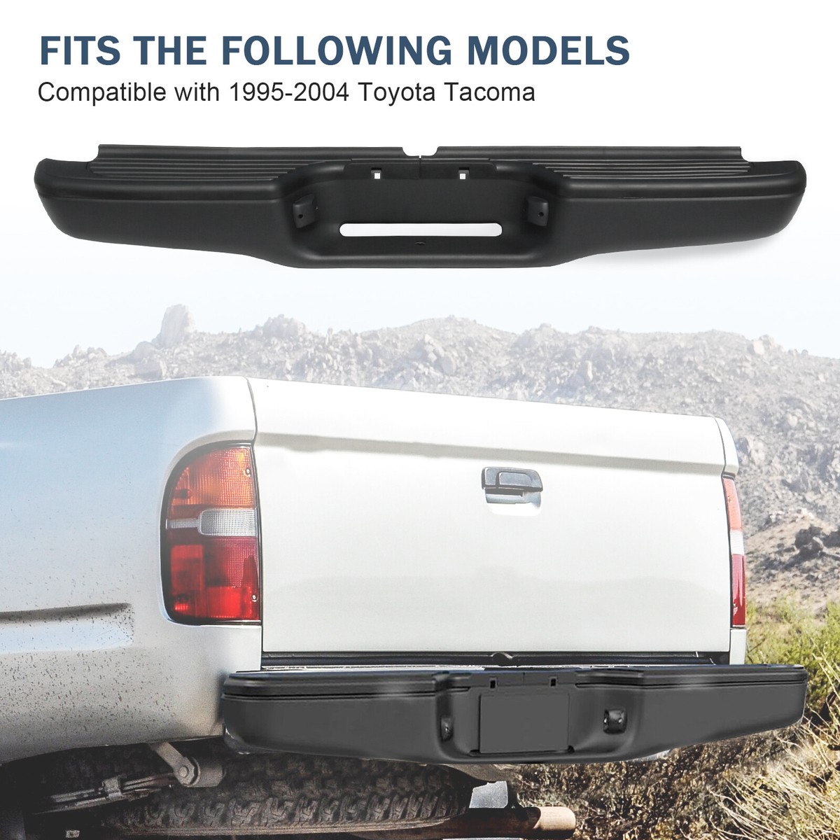 Rear Steel Step Bumper Assembly Fit For 1995-2004 Toyota Tacoma