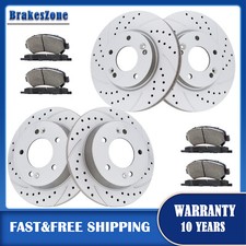 Front and Rear Brake Rotors Pads for Hyundai Elantra Kit Drilled Slotted Brakes