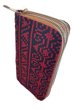 Unique Palestinian Hand Embroidery traditional Wallet Red Black Double Zipper