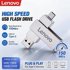 Lenovo USB 3.2 512GB OTG Flash Drive USB-C Type-C Metal Memory Stick Pen Drive