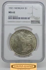 1921 Morgan Silver Dollar, NGC MS 62 - #B60262