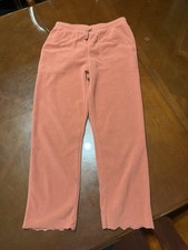 Patagonia Kids Micro D Fleece Pants Sz L 12 Rust Orange Custom Raw Wave Hem