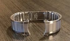 Speidel 10k White Gold Filled Two Piece Expansion Watchband 19mm Curved Ends NOS