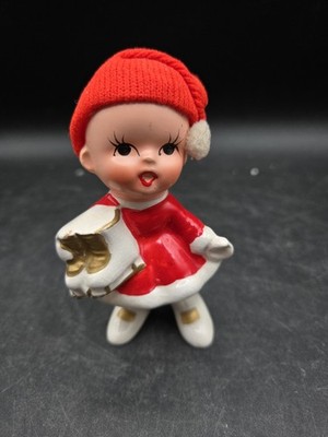 Vintage Napco Girl Ice Skates Japan Ceramic Christmas Hat