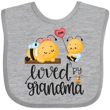 Inktastic Bees Loved By Grandma Baby Bib Grandchild Design Quote Lover Funny For