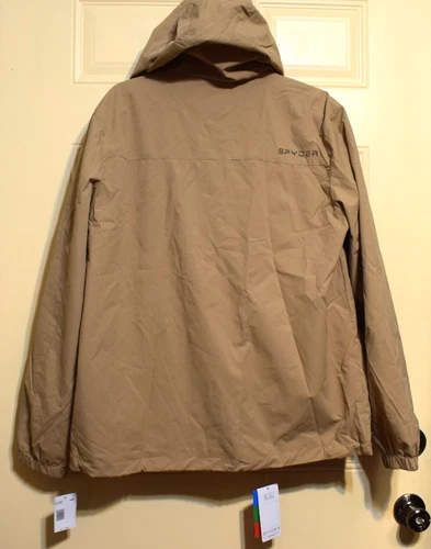 Spyder Windbreaker Water Resist Hooded Coat Men's M Khaki NWT Msrp $149 image 3