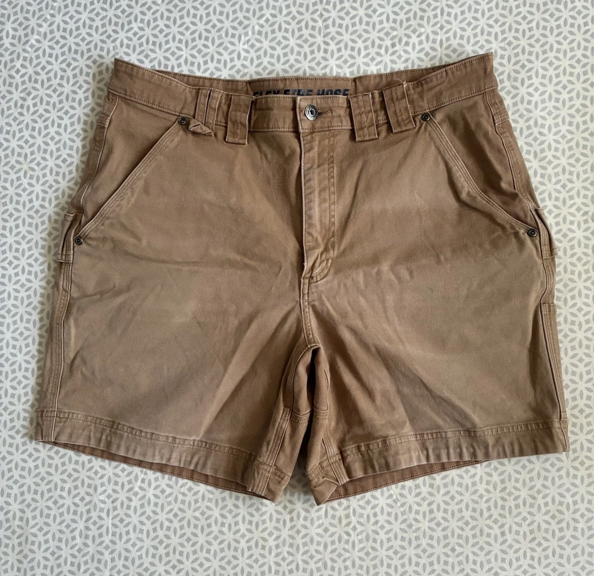 Duluth Trading Shorts Mens 36 Flex Fire Hose Cargo Brown Canvas Outdoor Hiking
