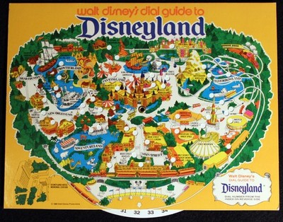 Disneyland 1980 Dial Guide Map Attraction Chart Vintage Walt Disney Productions