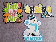 HELLO WINTER SPRING OR FALL IS IN THE AIR Title Scrapbook Page DIE CUT