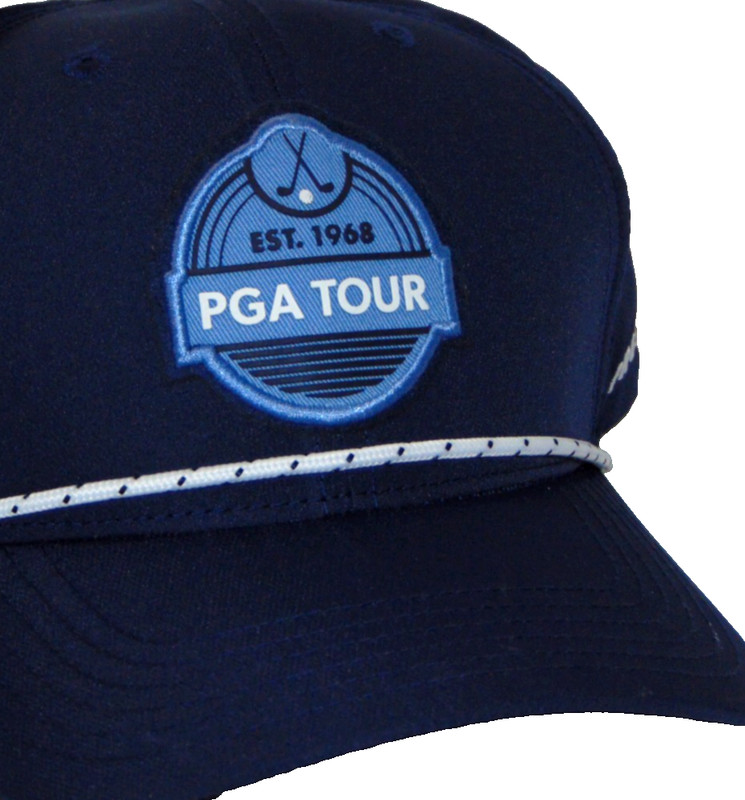 PGA Tour Pro Series NWT Navy Snapback Golf Cap Est 1968 Patch Rope Brim Hat