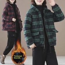 Short Cotton-padded Coat In Plaid For Fall And Winter