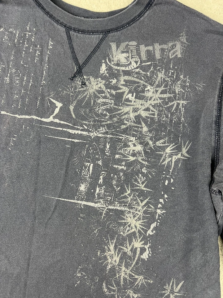 Camisa Kirra Para Hombre Grande Azul Manga Larga Gráfica Cuello Redondo Surf Patinador 100% Algodón Foto 3 de 4