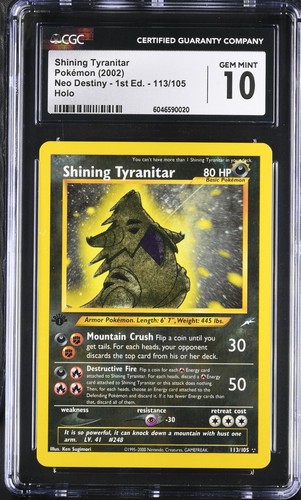 Shining Tyranitar (1st Edition) graded CGC 10 for sale on eBay
