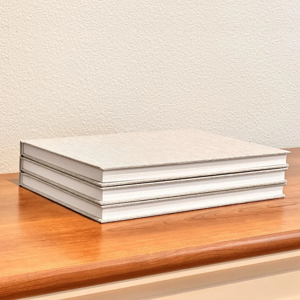 Decorative Book Set | Set of 3 Real Linen Covered Book Set | Extra Large Book... Foto 3 de 4