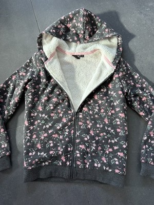 Alive ~ Outdoorjacke, Kuschel/ Fell-Jacke, Mädchen  grau/geblümt, Gr. 152, NEU 
