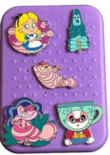 Disney Alice in Wonderland Lot Of 5 Pins + PinFolio Pin Board Included