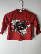 Vintage Buster Brown Girls 4T Red Hearts Poodle Dogs Long Sleeve Shirt USA Made