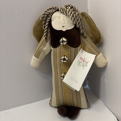 Woof& Poof Xmas Angel 13  With Jingle Bell Buttons And Velvet Backing Vintage