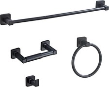 Matte Black Bathroom Hardware Set 4 Pieces,Bathroom Accessories Set Stainless