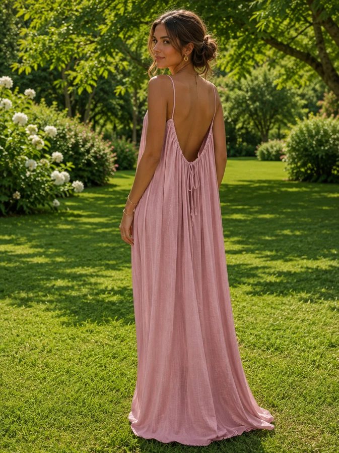 **Women’s Strapless Backless Maxi Dress Loose Casual Summer Beach Lounge
Opens in a new window or ta