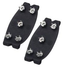 2 Pcs Crampons Anti-Skid Shoe Cover, 5 Ice Snow Grips Traction Cleats, Black