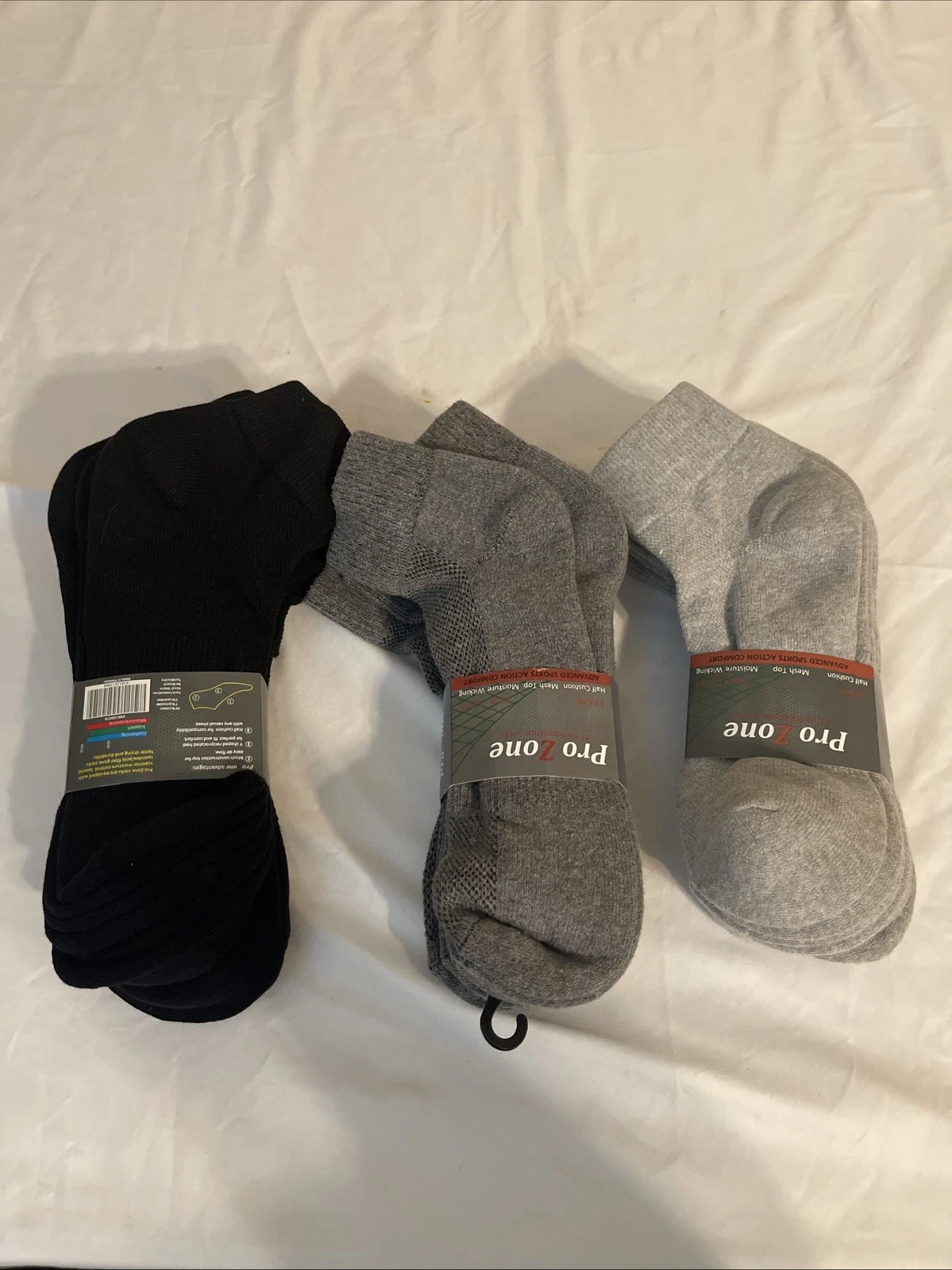 Lot Of 3 PACKS Mens pro Zone 4 PAIR QUARTER LOW CUT Socks 1 DOZEN 10-13