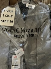 Isaac Mizrahi Boys' 2 Piece Two Button Birdseye Suit Set Size 10 Light Grey