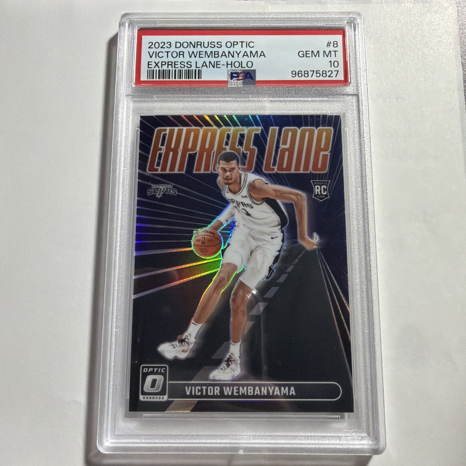 2023 Donruss Optic - Express Lane HOLO Victor Wembanyama #8 RC  PSA 10