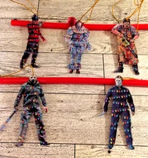 5 Classic Horror Movie Slashers Characters  Acrylic 3” Christmas Ornaments
