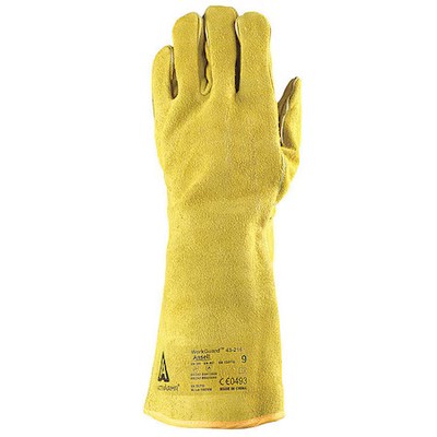Ansell 43-216 Welding Gloves, Gauntlet Cuff, Straight Thumb, A Leather Cowhide,