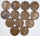 1929-D Lincoln Wheat Penny Lot of 14 Coins All Very Fine (VF)