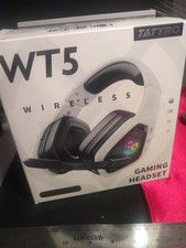 Wireless Gaming Headset White/Black Over Ear Tatybo WT5 Headset Only No Cables  