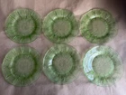 Uranium Glass Cherry Blossom Dinner Plates Set Of 6 Depression Glass Green