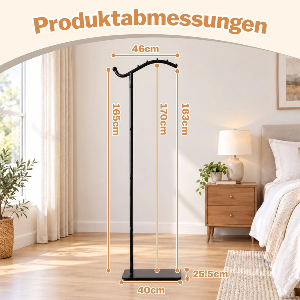 Garderobenständer Metall Kleiderständer Kleiderstange mit Haken Flurgarderobe