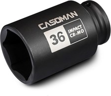 CASOMAN 1/2" Drive x 36 mm Deep 6 PT Impact Socket, CR-MO, 1/2-inch 36mm