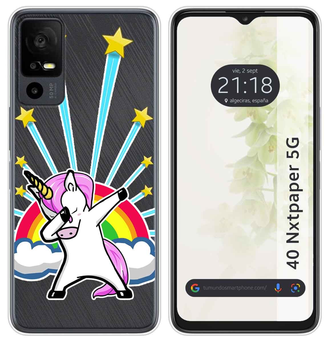 Cover Silicone Trasparente per TCL 40 NXTPAPER 5G Disegno Unicorno Disegni