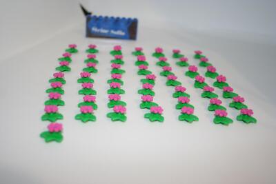 Lego (c) 50x Blatt mit Blüte rosa - Wiese Blumen -  MOC - Pflanze - Bausatz