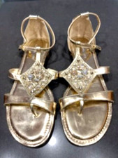 Gianni Bini Womens Gold Jeweled Rhinestone Sandals Size 9M
