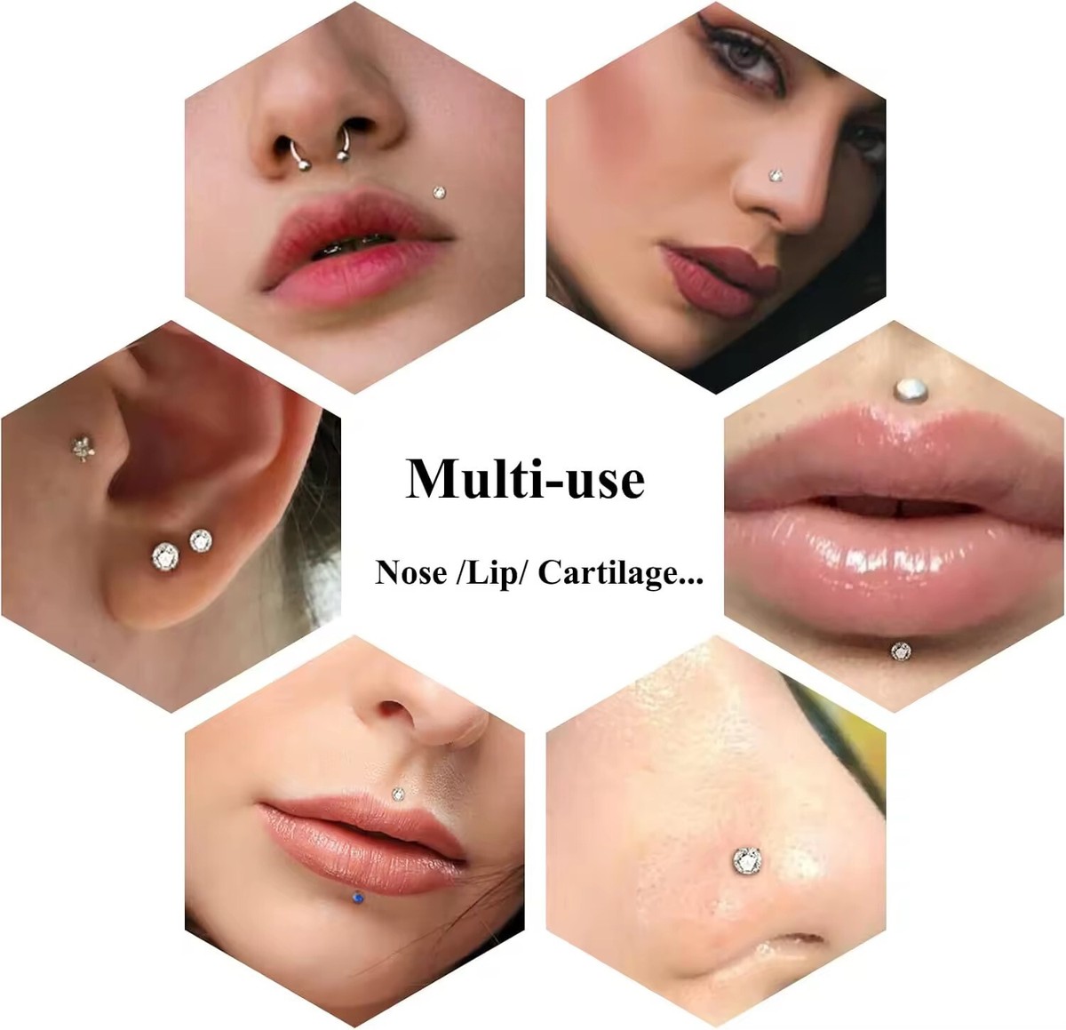 20G Flat Back Labret Stud – Surgical Steel, Zircon Gem, 6mm Or 8mm, Cartilage Tragus Nose Earring