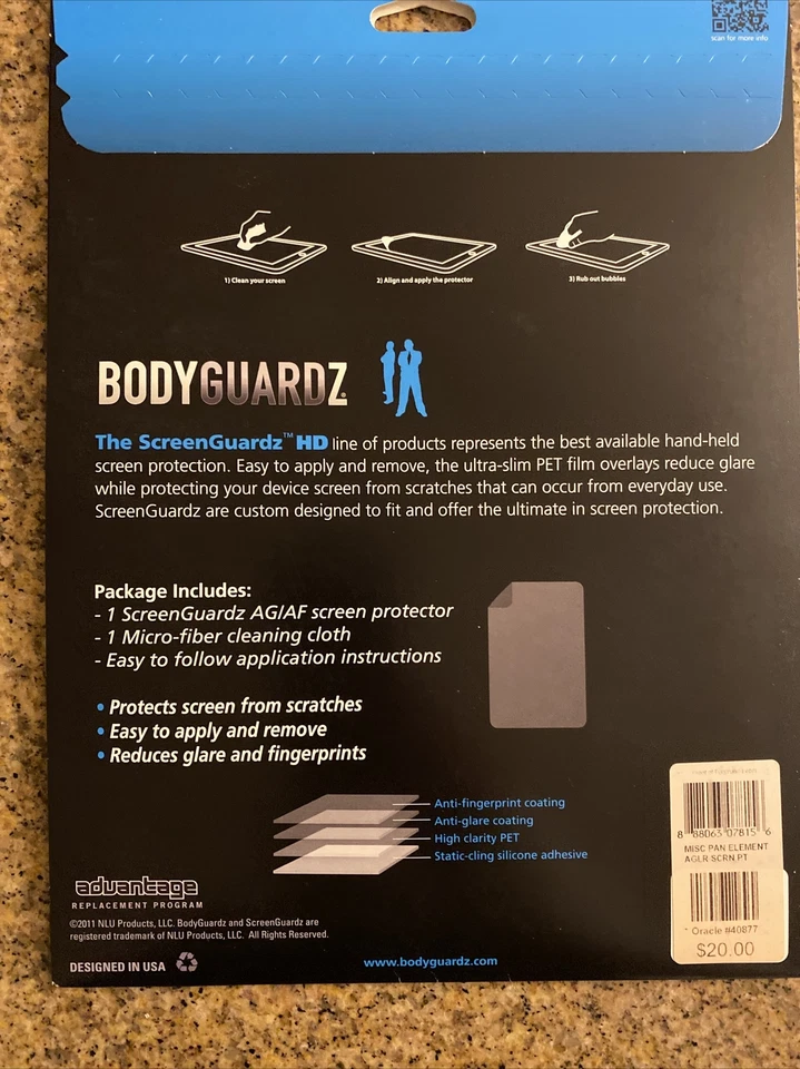 BodyGuardz ScreenGuardz HD Anti-Glare Screen Protector for Pantech Element Clear - Image 2 of 2