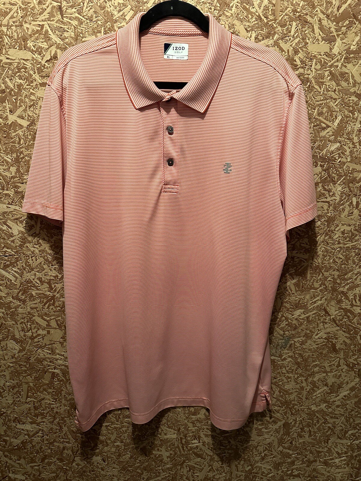 Izod Golf Men’s Orange/White Striped polo Short Sleeve Size XL