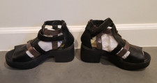 VIAMO Mujer Dorado Negro Cremallera Plataforma Zapatos EU 40 US 8.5 de España