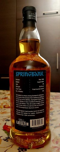 Springbank 26 Yo Bottled for 125° Lateltin Whisky 156 Bottles - Imagen 2 de 2