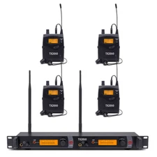 Wireless In Ear Monitor System 4 Receivers  Pro Audio UHF 2 channel Stage Studio