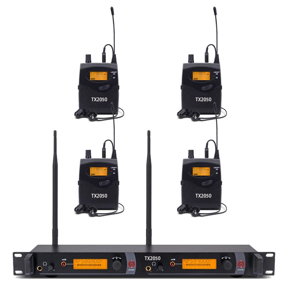 Wireless In Ear Monitor System 4 Receivers Pro Audio UHF 2 channel Stage Studio
