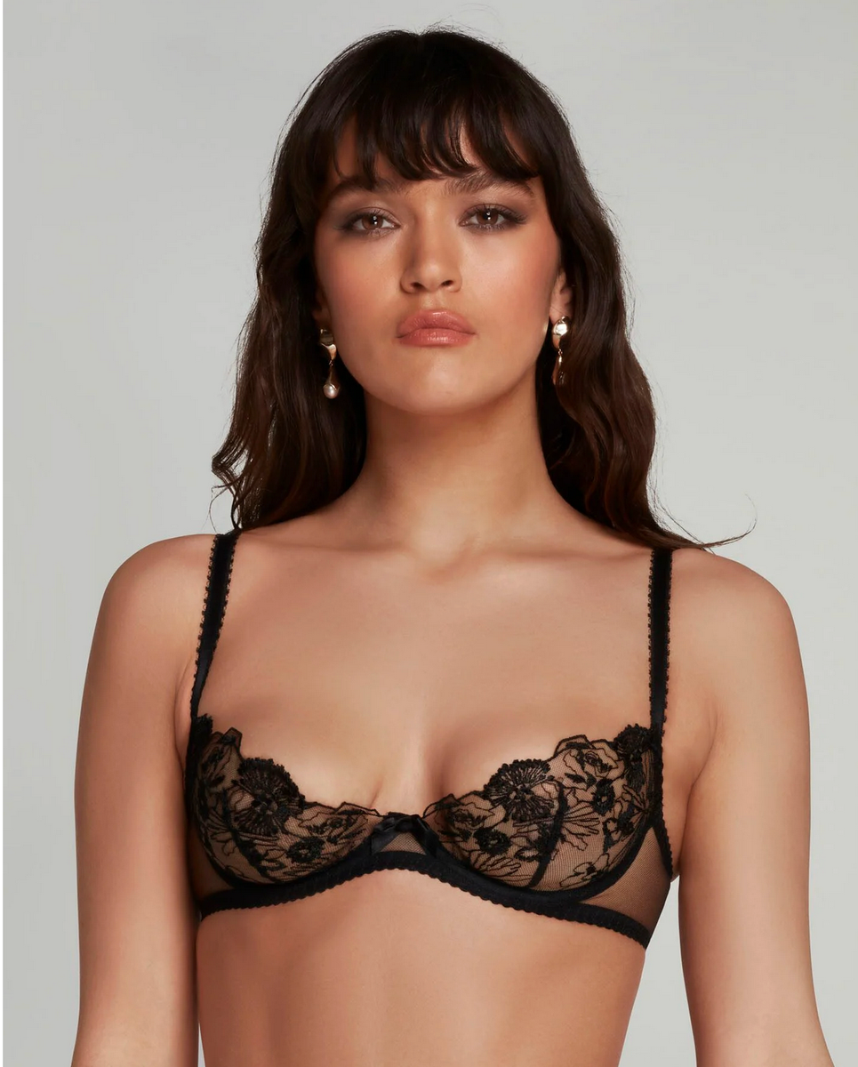 NWT Agent Provocateur Black Jayce Plunge Underwired Lace Bra Size